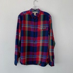 H&M multi color plaid soft cotton button up shirt